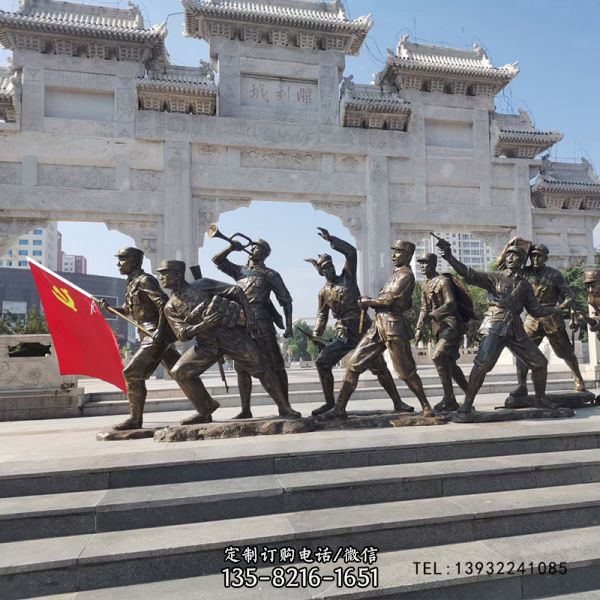 景區(qū)戶外玻璃鋼大型仿真人物八路軍雕塑