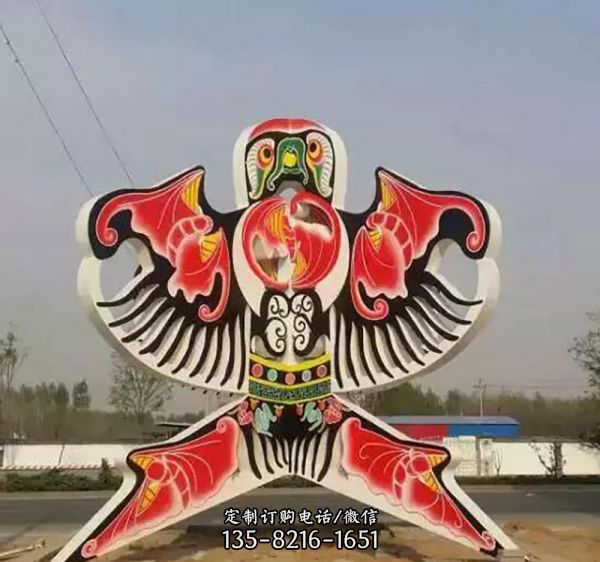 城市花園廣場彩繪漢白玉風箏石雕雕塑
