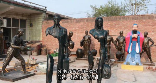 公園景區創意銅雕抽象男人女人雕塑
