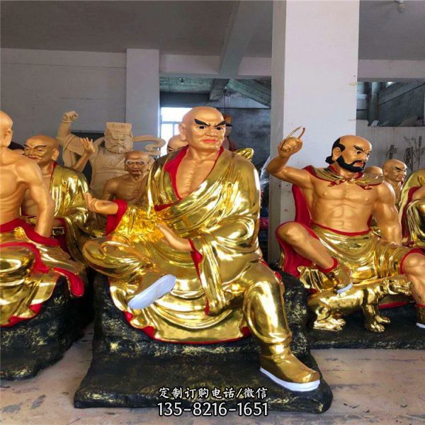 玻璃鋼彩繪創意景觀雕塑十八羅漢雕塑