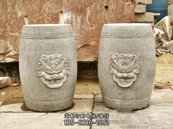 公園大理石浮雕虎頭石抱鼓石凳雕塑