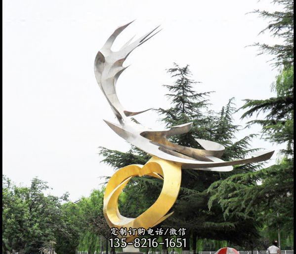 公園創意不銹鋼抽象鳳凰雕塑