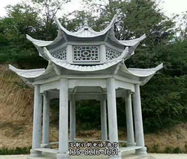 景點(diǎn)大理石鏤空雙層寶頂休息區(qū)涼亭座椅