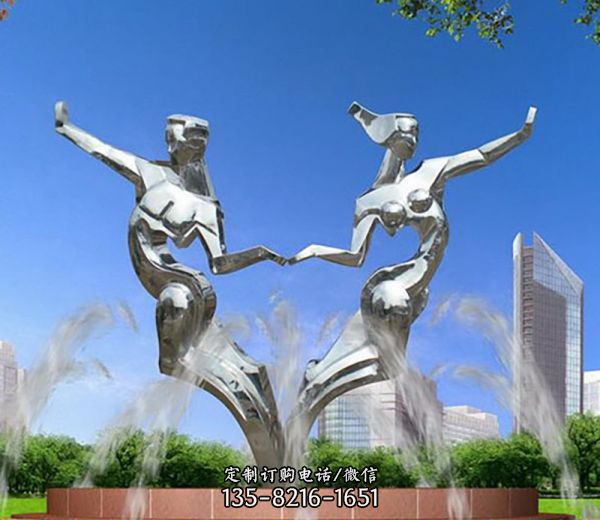 園林情侶跳舞不銹鋼抽象人物