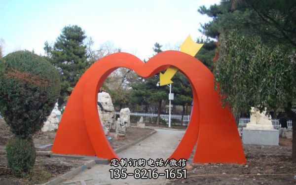 心形公園不銹鋼拱門雕塑
