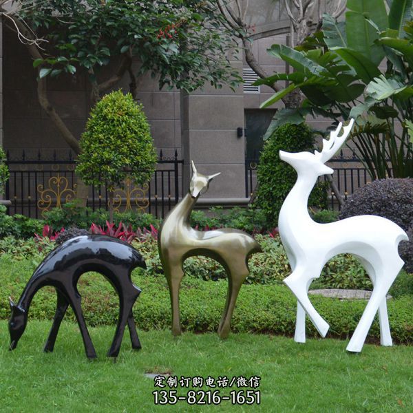 公園抽象玻璃鋼幾何鹿雕塑