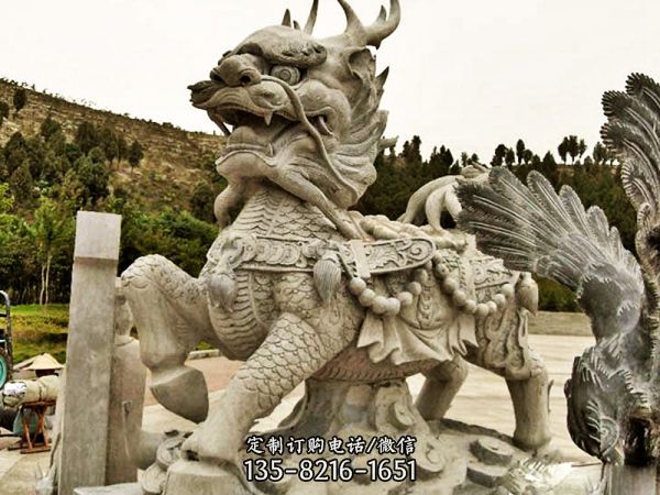 戶外廣場大型動物景觀石雕神獸麒麟雕塑