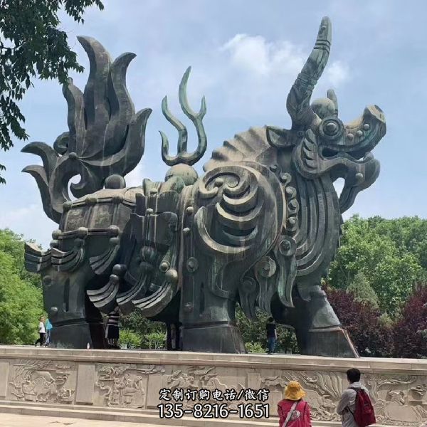 戶外景區大理石石雕大型神獸雕塑