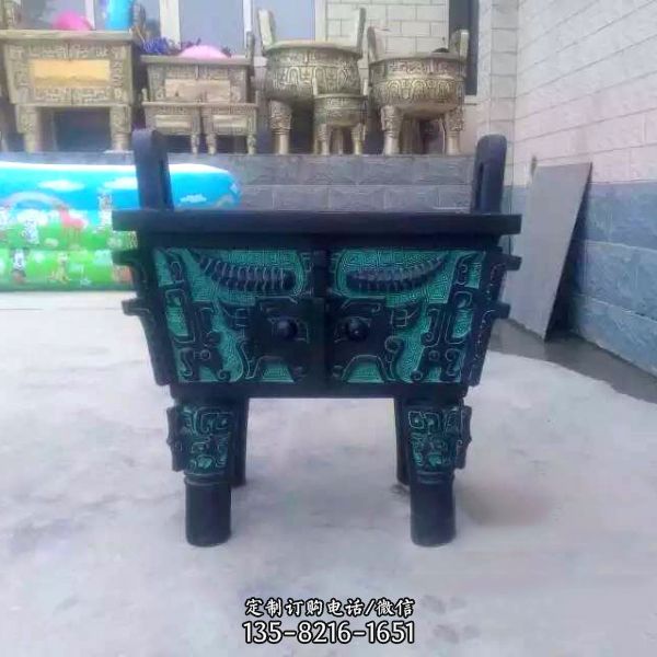 青銅器創意浮雕寺廟大型鼎雕塑