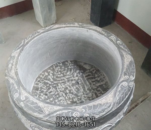 庭院仿古做舊石雕花紋缸雕塑