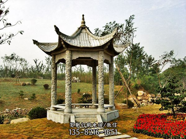 戶外公園小區仿古青石雕刻休閑涼亭座椅
