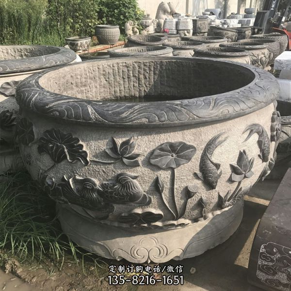 戶外青石浮雕創(chuàng)意浮雕園林景觀花盆雕塑