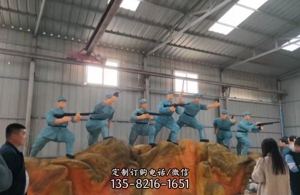 玻璃鋼仿真抗戰英雄人物雕塑廣場景觀抗戰雕塑