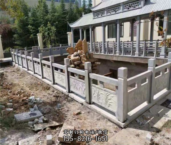 中式園林噴泉池塘假山景觀大理石防護欄桿