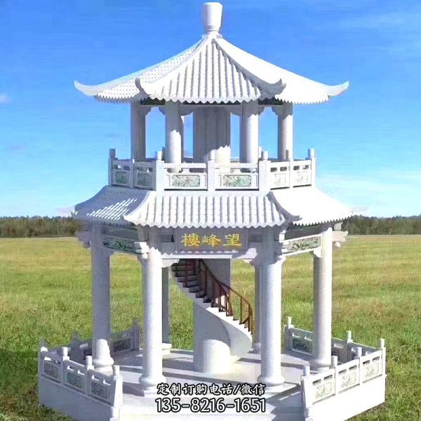 漢白玉戶外寺廟二層涼亭觀景休息石雕