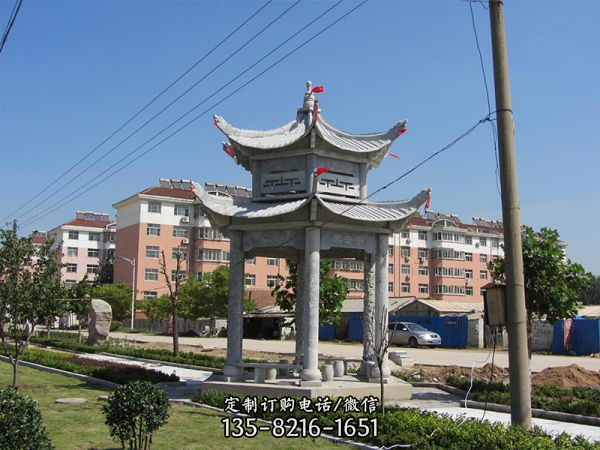 園林戶外涼亭雙層頂仿古建石雕