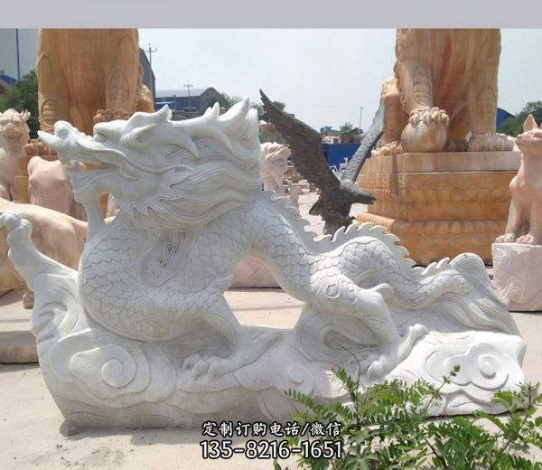 庭院漢白玉石雕浮雕神獸龍雕塑