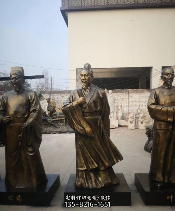學(xué)校廣場擺放古代名醫(yī)皇甫謐玻璃鋼仿銅雕塑