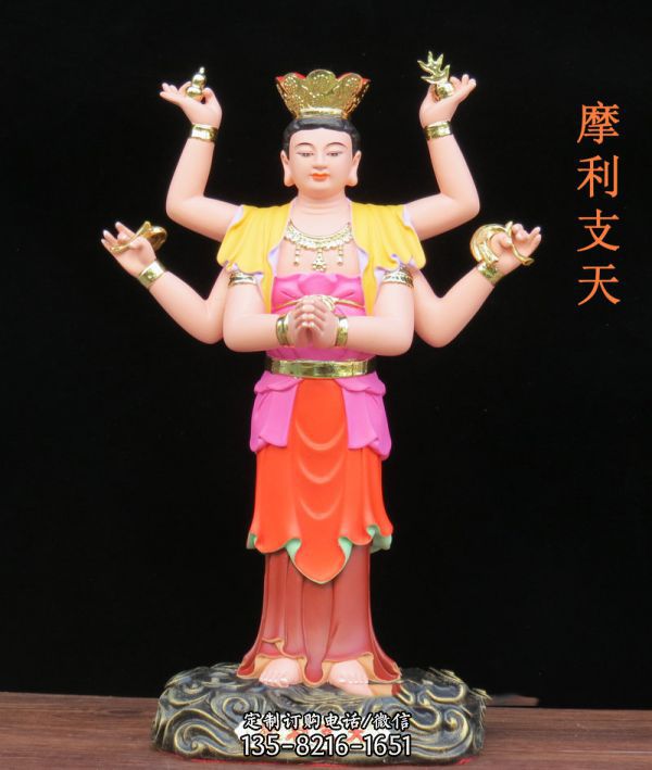 寺廟玻璃鋼彩繪神佛摩利支天雕塑