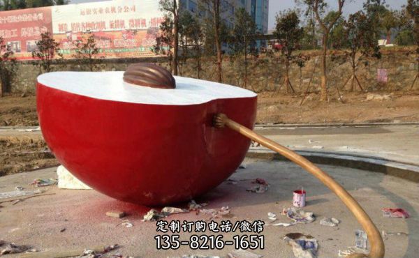 游樂園半塊玻璃鋼蘋果雕塑
