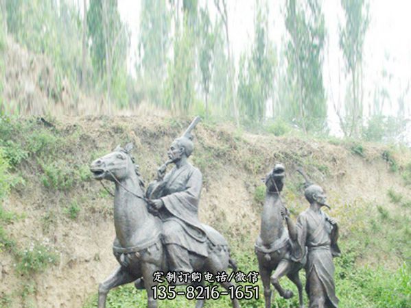 古代銅雕戶外云林騎馬雕塑