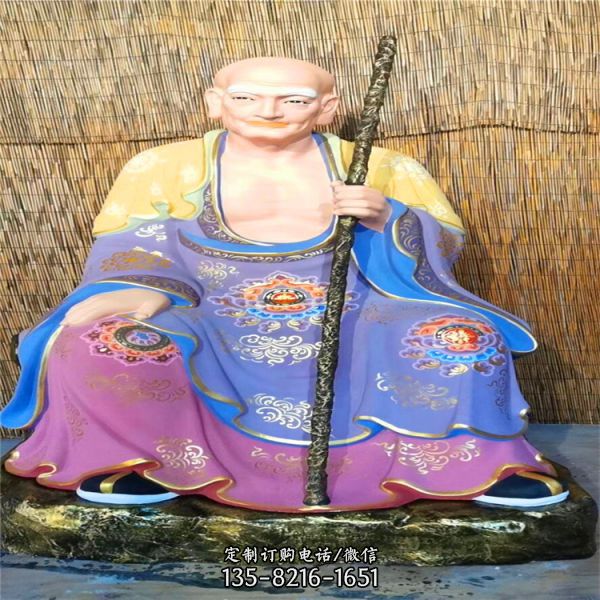 寺廟大型景觀玻璃鋼彩繪十八羅漢雕塑