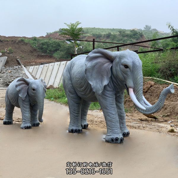 戶外園林大型玻璃鋼仿真動物景觀大象雕塑