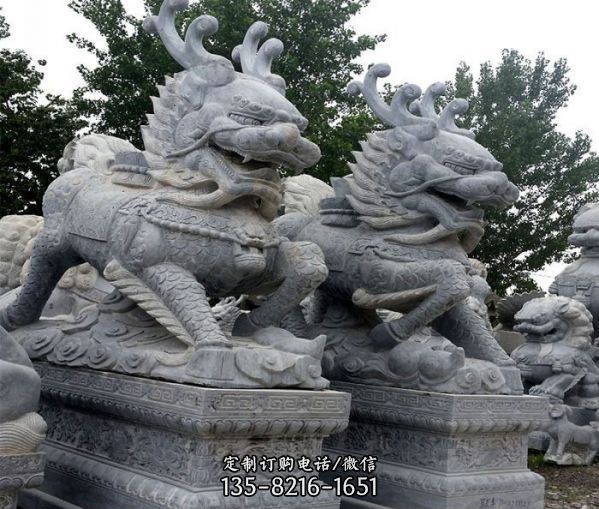 大理石石雕神獸寺廟墓地麒麟雕塑