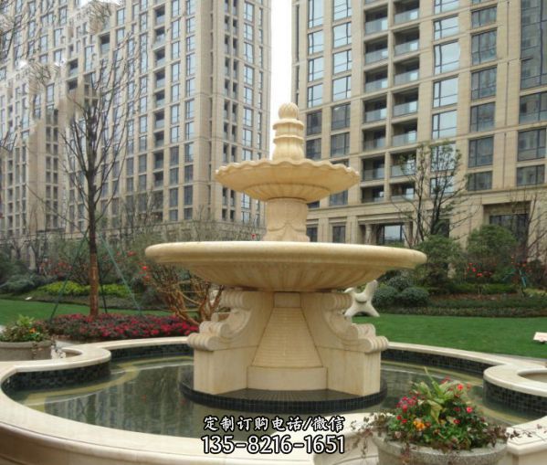 城市小區花園擺放大理石噴泉雕塑
