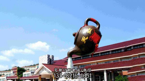 戶外街道玻璃鋼懸空流水天壺雕塑