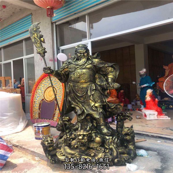 不銹鋼噴金烤漆大型景觀仿銅關(guān)公雕塑
