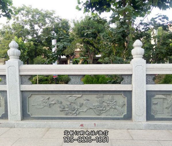 園林花園圍欄青石浮雕大理石欄桿