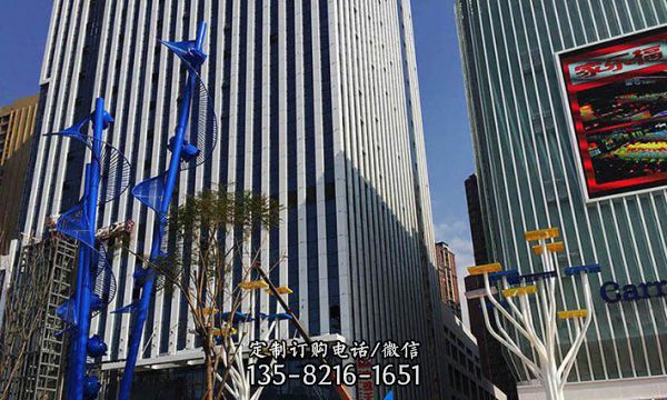 商業街廣場不銹鋼發財樹雕塑
