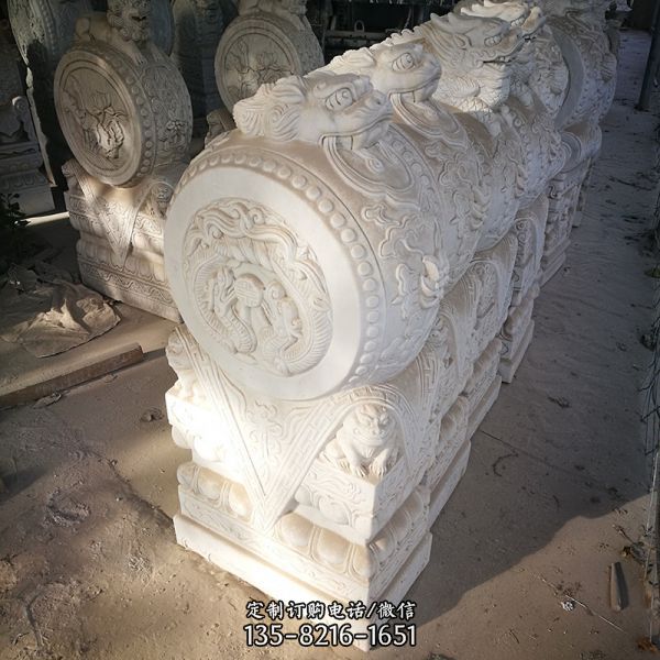 漢白玉抱鼓石門墩大型擺件公司酒店門口裝飾工藝雕塑