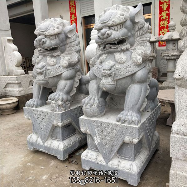祠堂寺廟創意青石石雕鎮宅獅子雕塑