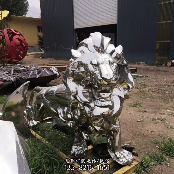 戶外園林不銹鋼鏡面創(chuàng)意抽象獅子雕塑