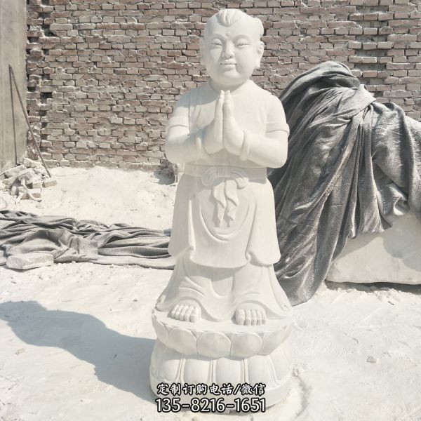 石雕童男童女善財(cái)童子仿古金童玉女大理石漢白玉兒童雕塑