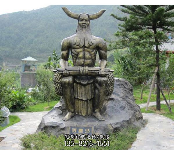 觀景區上古神話人物伏羲銅雕塑