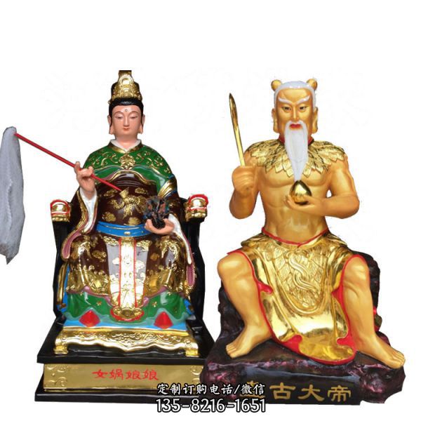 花園景區擺放女媧和伏羲玻璃鋼仿真雕塑