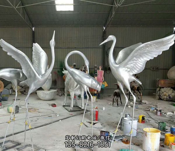 不銹鋼拋光公園景區(qū)戶外裝飾品擺件鶴雕塑