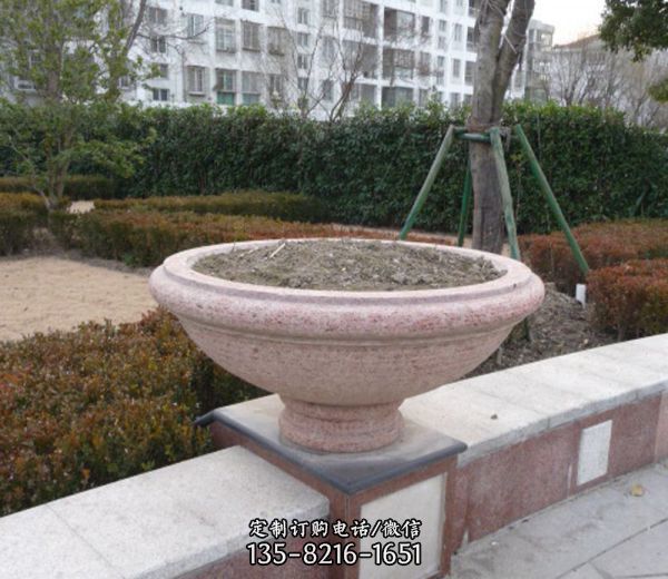 公園砂石石雕戶外花盆雕塑