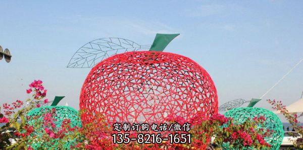 校園公園不銹鋼鏤空蘋果景觀雕塑