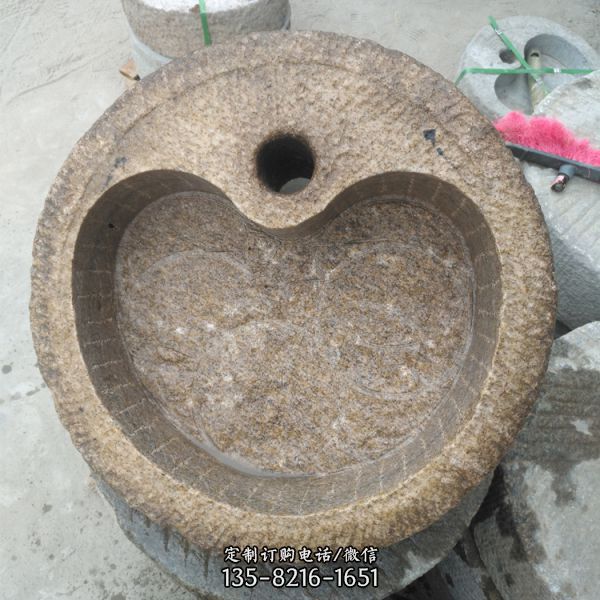 老舊石槽石頭洗手盆石缸水槽庭院陽臺流水景觀擺件