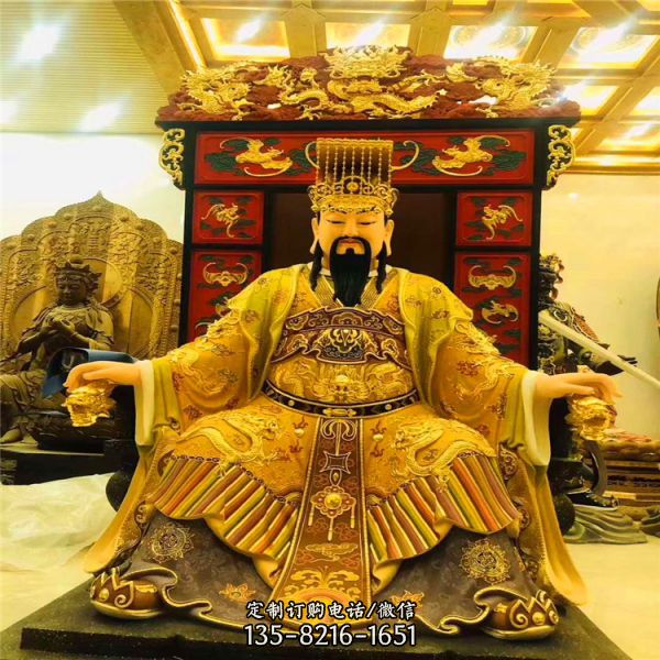 大型戶外寺廟景觀玻璃鋼彩繪東岳大帝雕塑