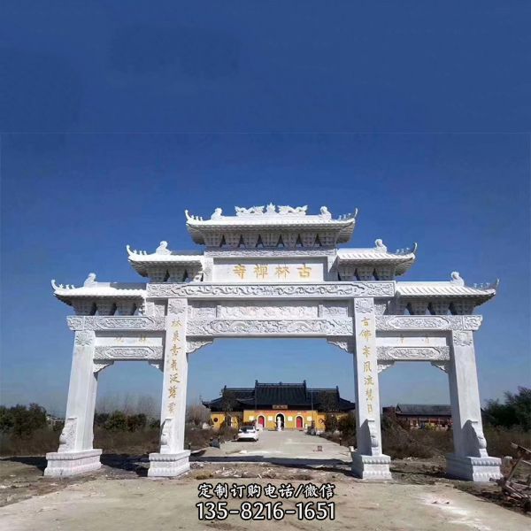 景區(qū)寺廟漢白玉三門石牌樓