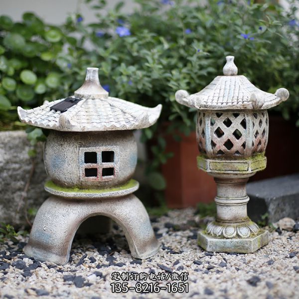 中式庭院新中式露天草坪圓形燈布置擺件