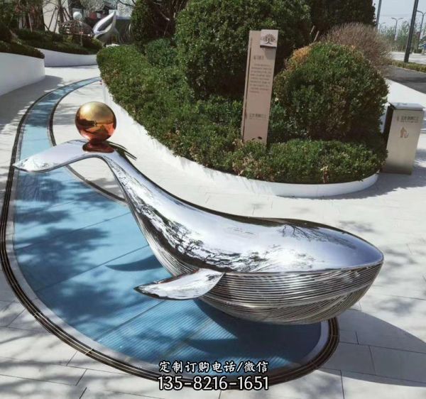 戶外街道一只游玩的不銹鋼海豚雕塑