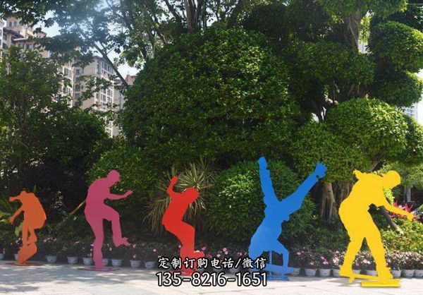 公園創(chuàng)意不銹鋼滑板人物雕塑
