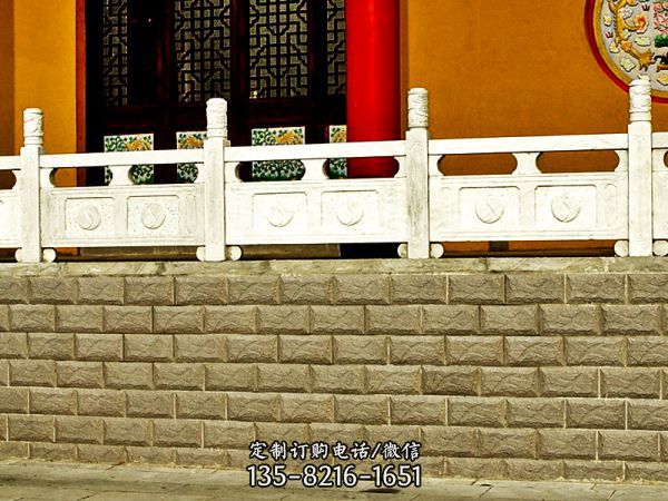 道教寺院大殿漢白玉圍欄雕塑