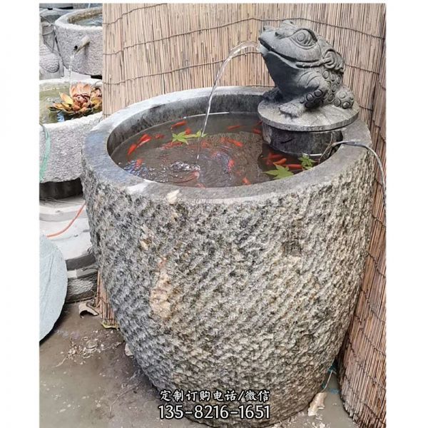 日式庭院石槽禪意流水?dāng)[件戶外養(yǎng)魚石盆魚缸水景雕塑